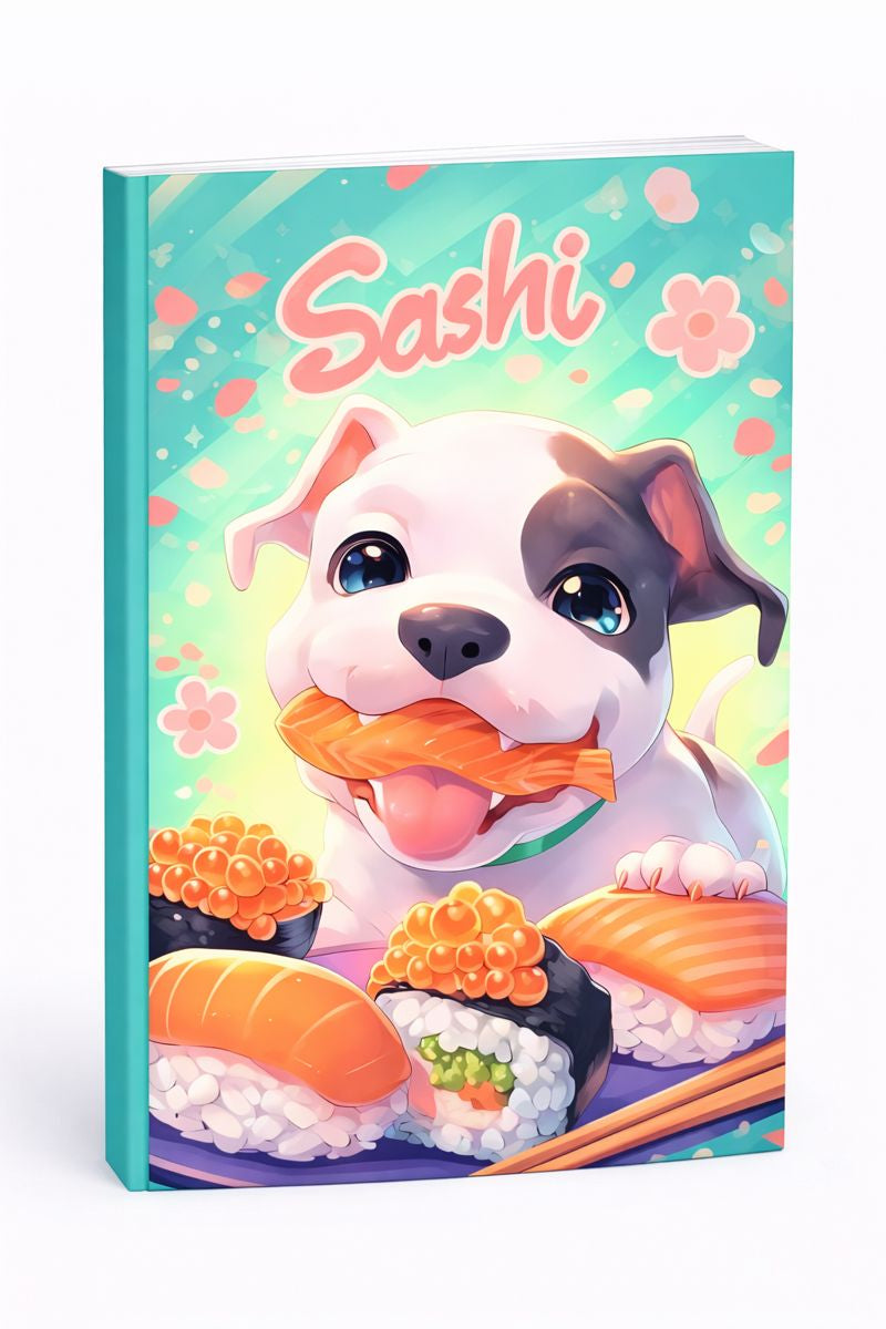 🍣🐶 Sasha & Sushi! Kawaii Pit Bull Notebook