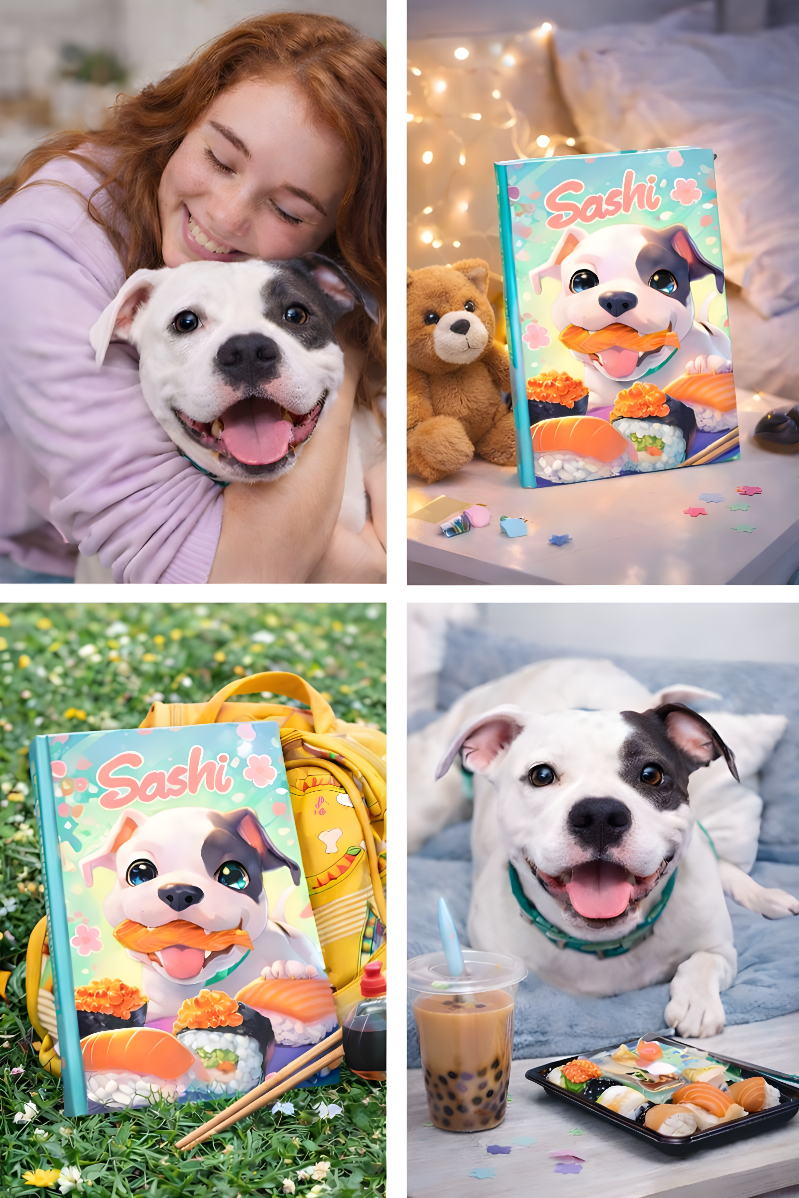🍣🐶 Sasha & Sushi! Kawaii Pit Bull Notebook