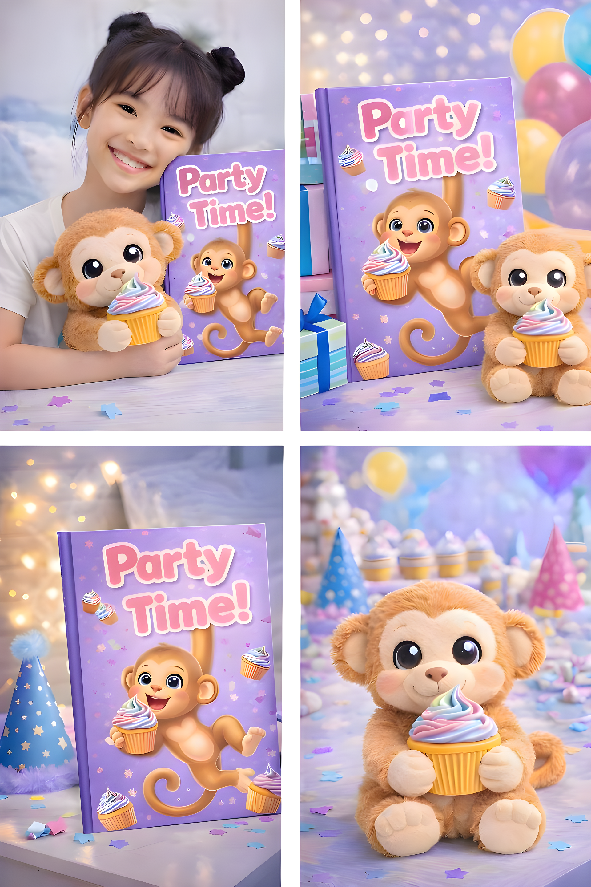 Party Time Monkey Notebook - Kawaii Monkey Lined Journal, Cute Stationery Gift